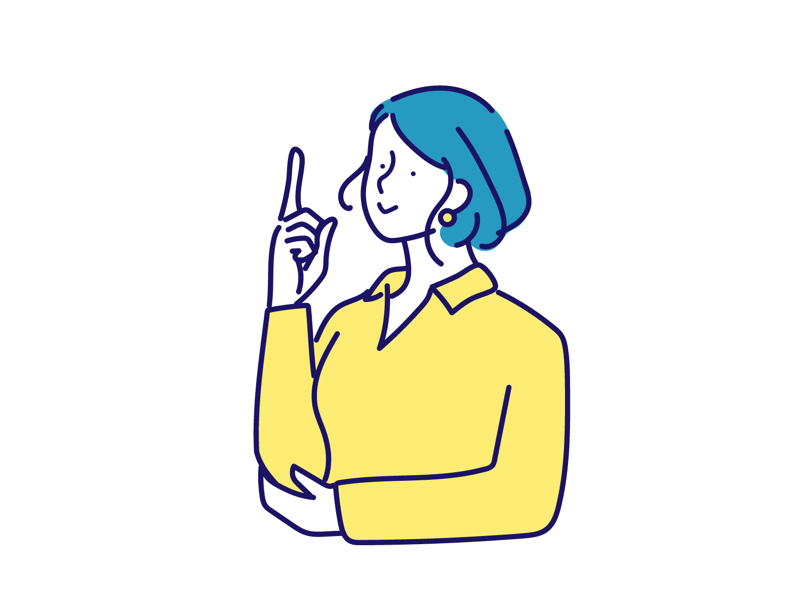 人差し指をあげる女性のイラスト